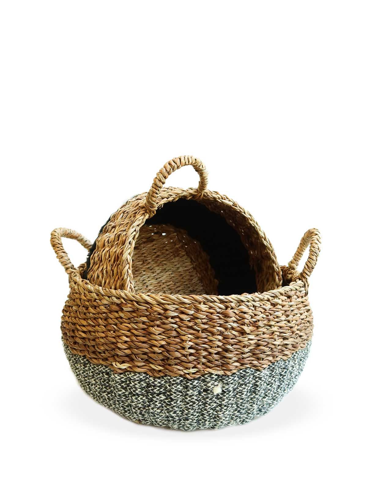 Ula Floor Basket - Black - The Mossy Bough