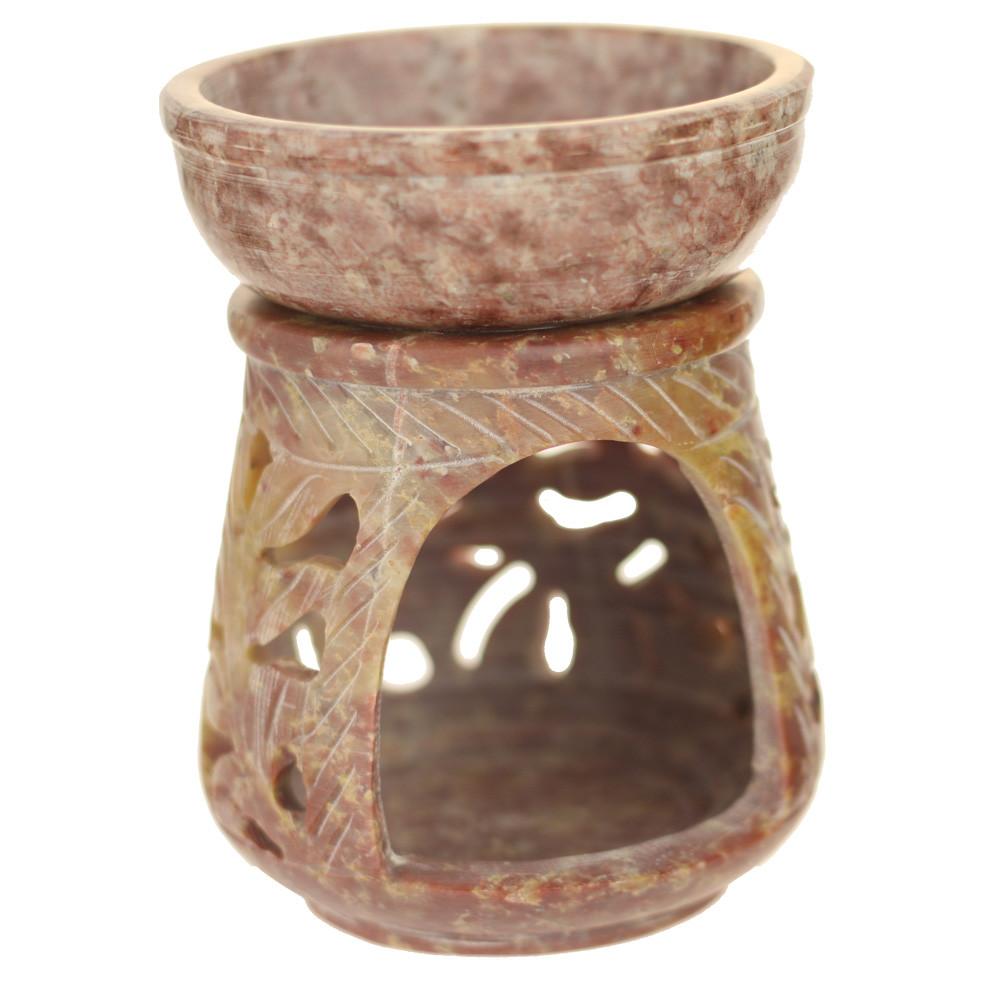 Oil Diffuser - Leaf engraving Soapstone Aroma Lamp - 4" - The Mossy Bough