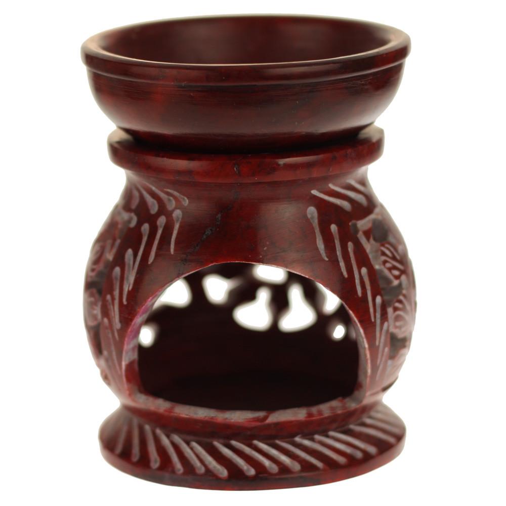 Oil Diffuser - Leaf engraving Soapstone Aroma Lamp - 4" - The Mossy Bough