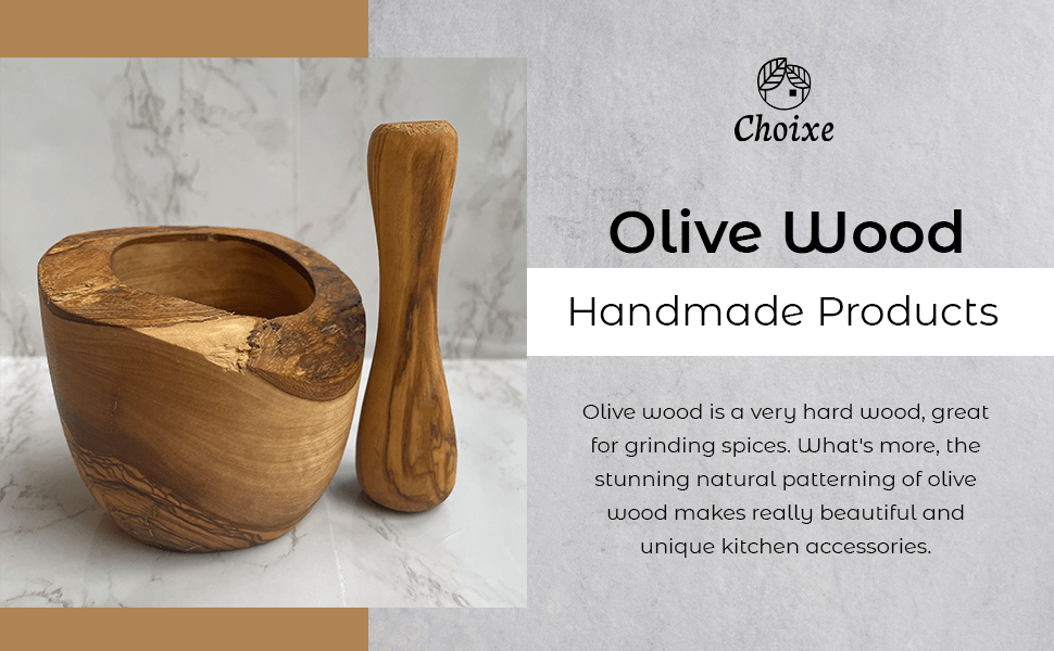 Olive Wood Rustic Mortar and Pestle - The Mossy Bough