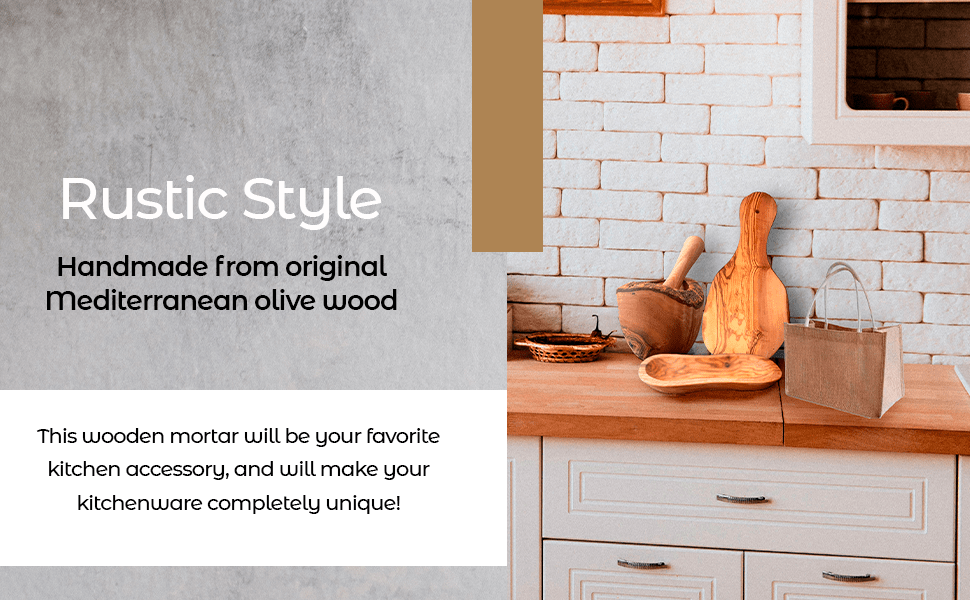 Olive Wood Rustic Mortar and Pestle - The Mossy Bough