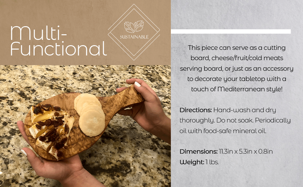 Original Olive Wood Cutting Board with Handle - The Mossy Bough