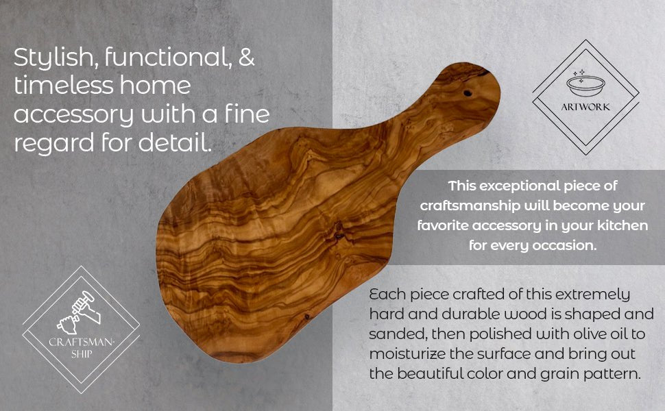 Original Olive Wood Cutting Board with Handle - The Mossy Bough