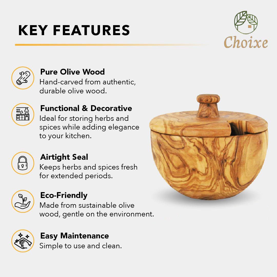 Mediterranean Olive Wood Canister - The Mossy Bough