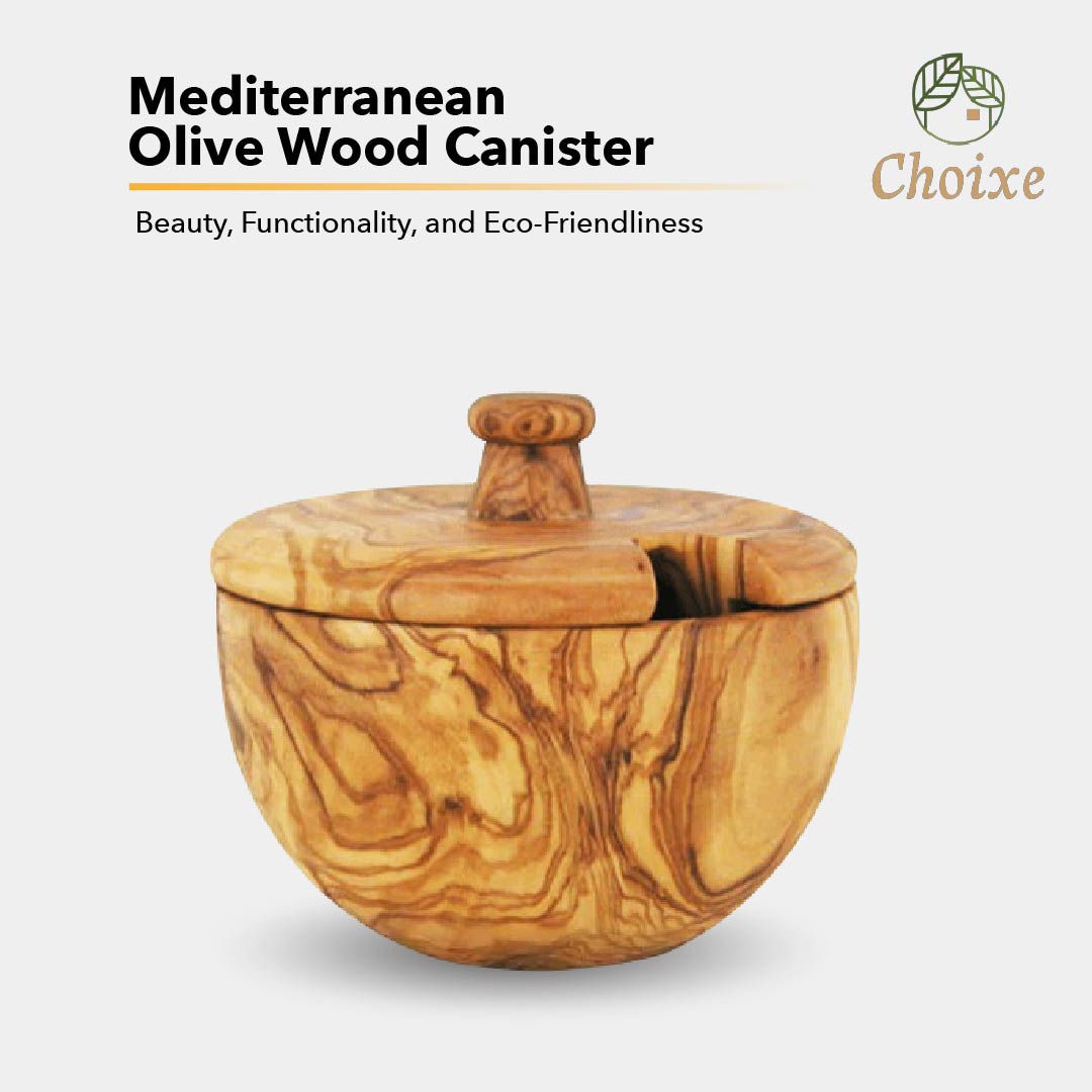 Mediterranean Olive Wood Canister - The Mossy Bough