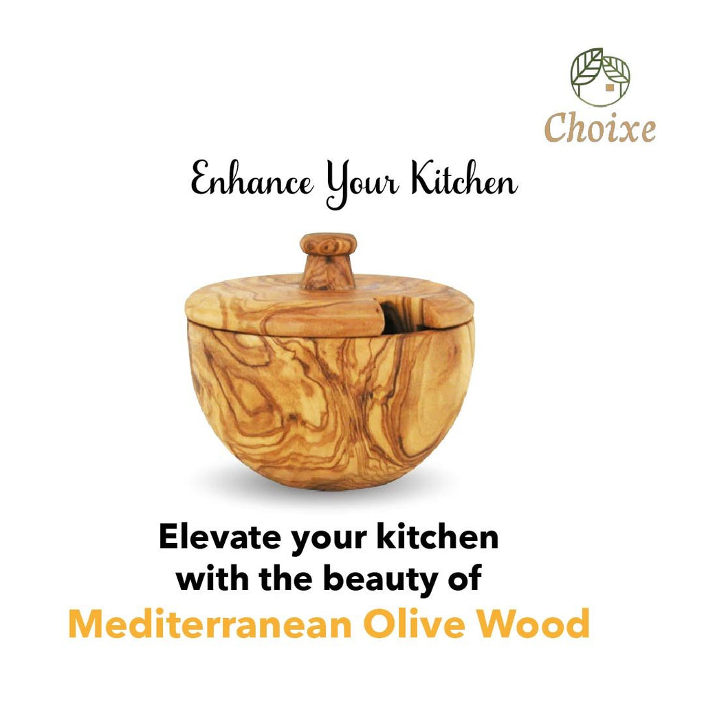 Mediterranean Olive Wood Canister - The Mossy Bough