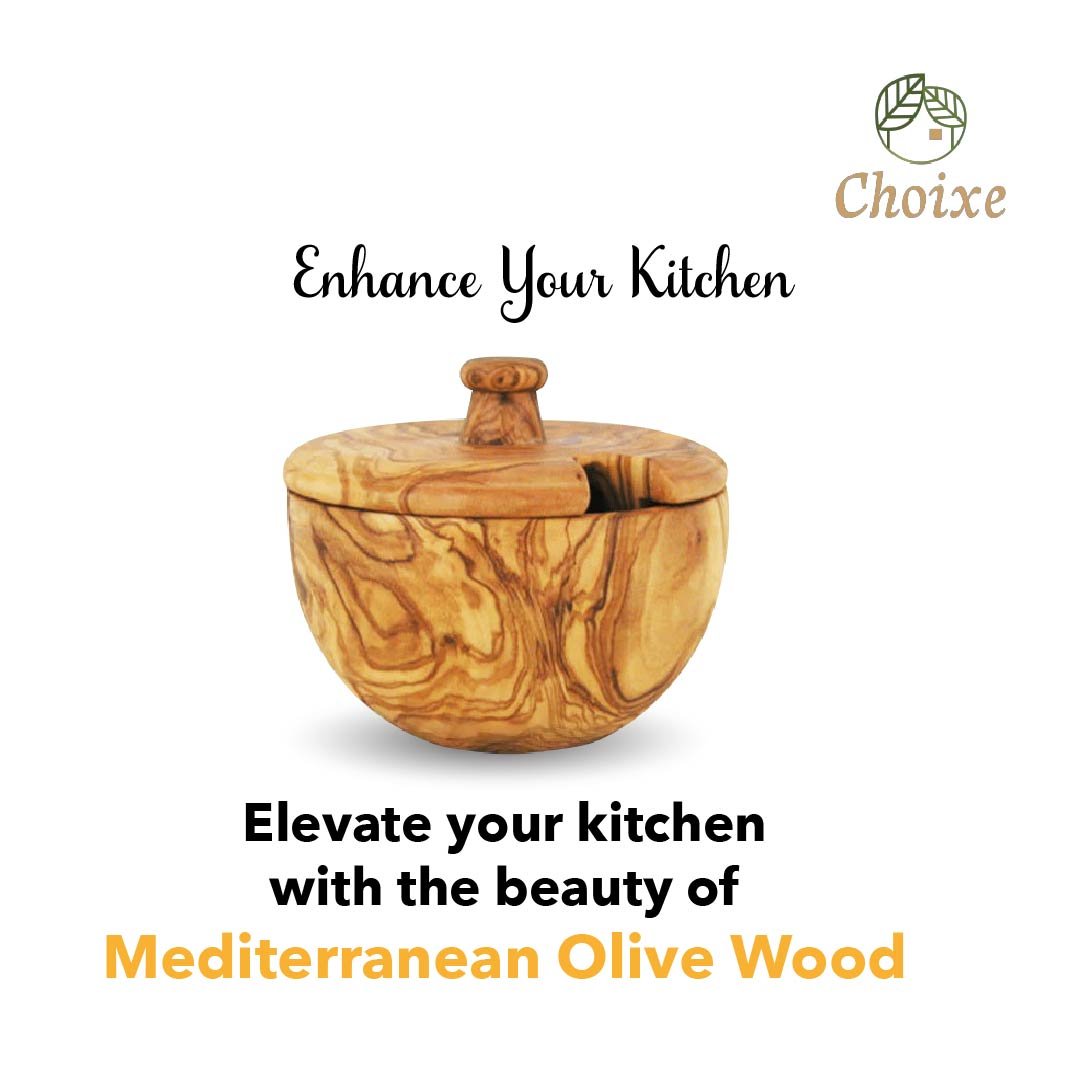 Mediterranean Olive Wood Canister - The Mossy Bough
