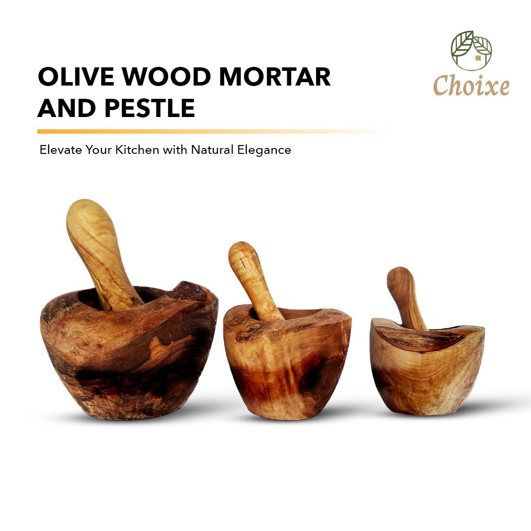 Olive Wood Rustic Mortar and Pestle - The Mossy Bough