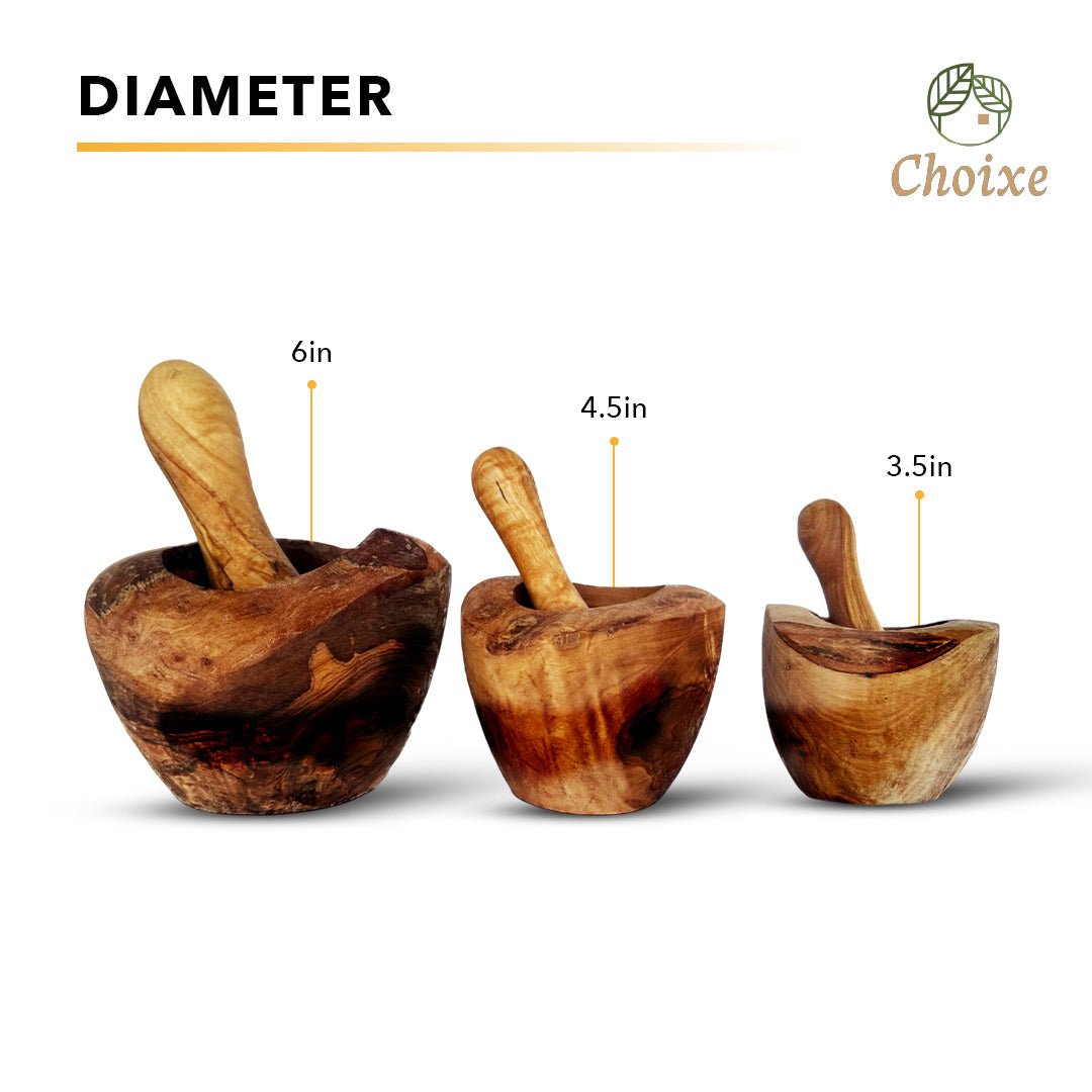 Olive Wood Rustic Mortar and Pestle - The Mossy Bough