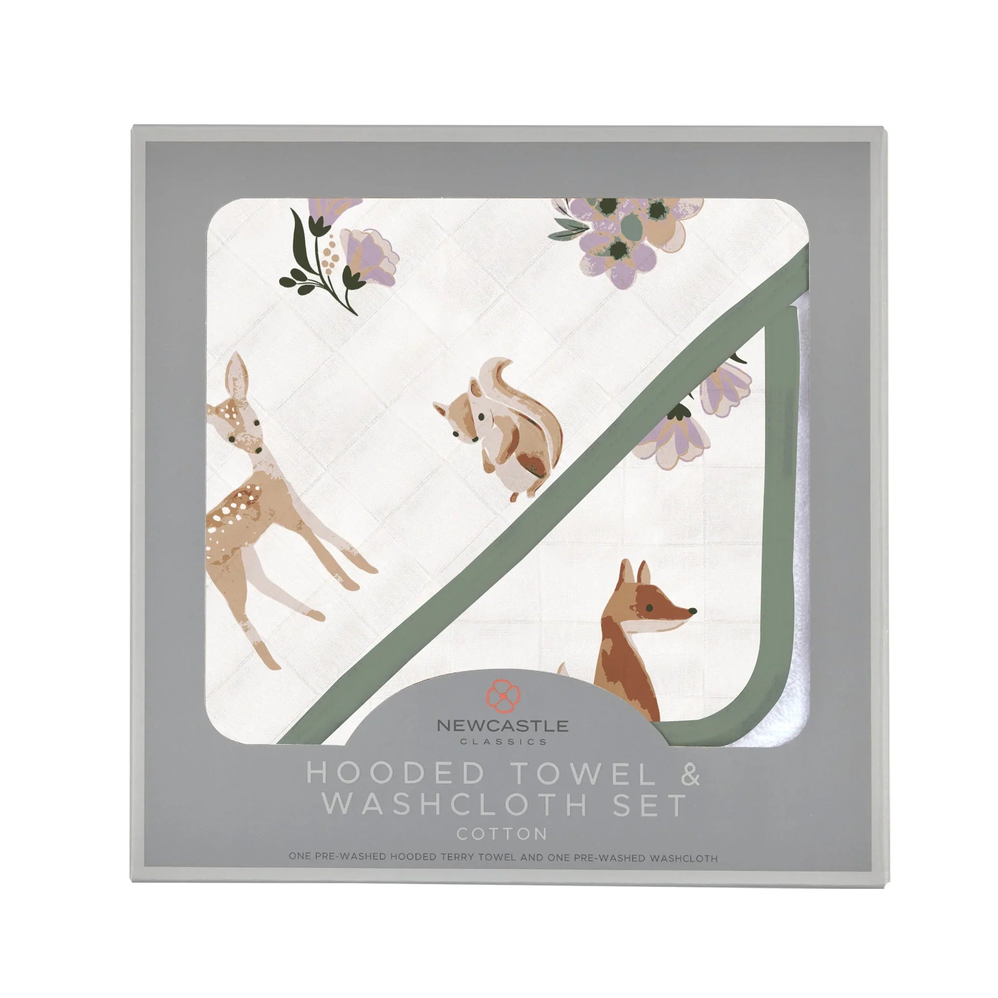 Sierra Fox and Deer Cotton Hooded Towel and Washcloth Set - The Mossy Bough