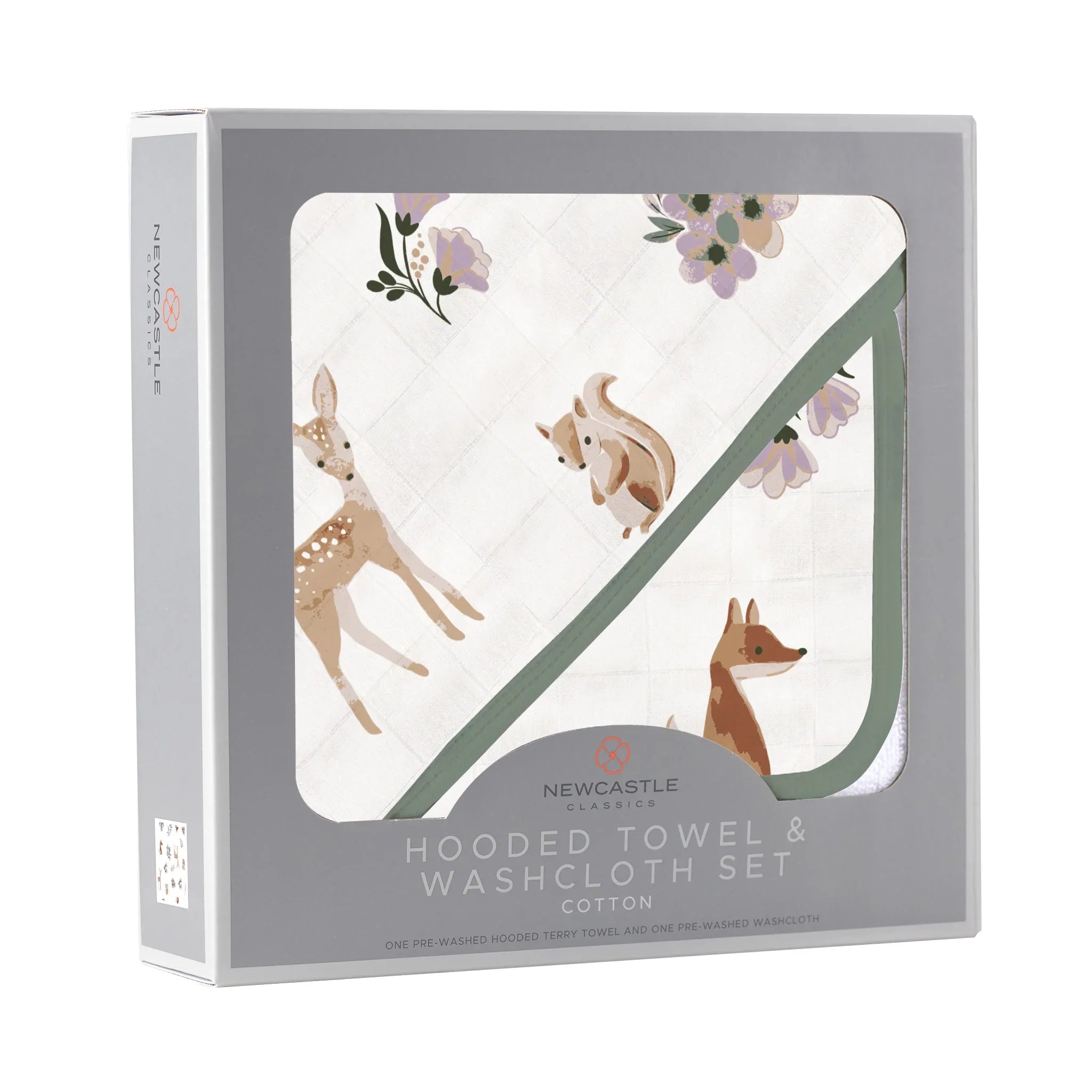 Sierra Fox and Deer Cotton Hooded Towel and Washcloth Set - The Mossy Bough