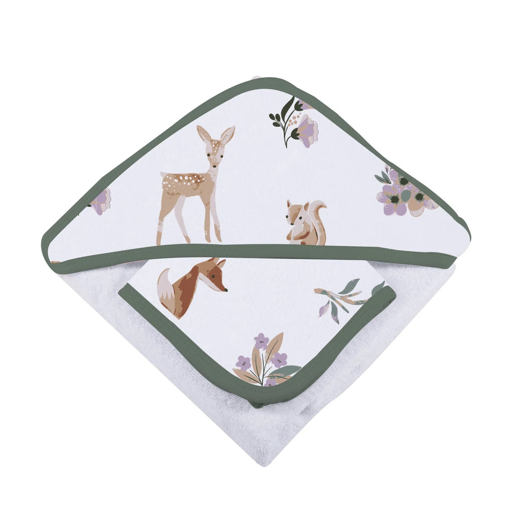 Sierra Fox and Deer Cotton Hooded Towel and Washcloth Set - The Mossy Bough