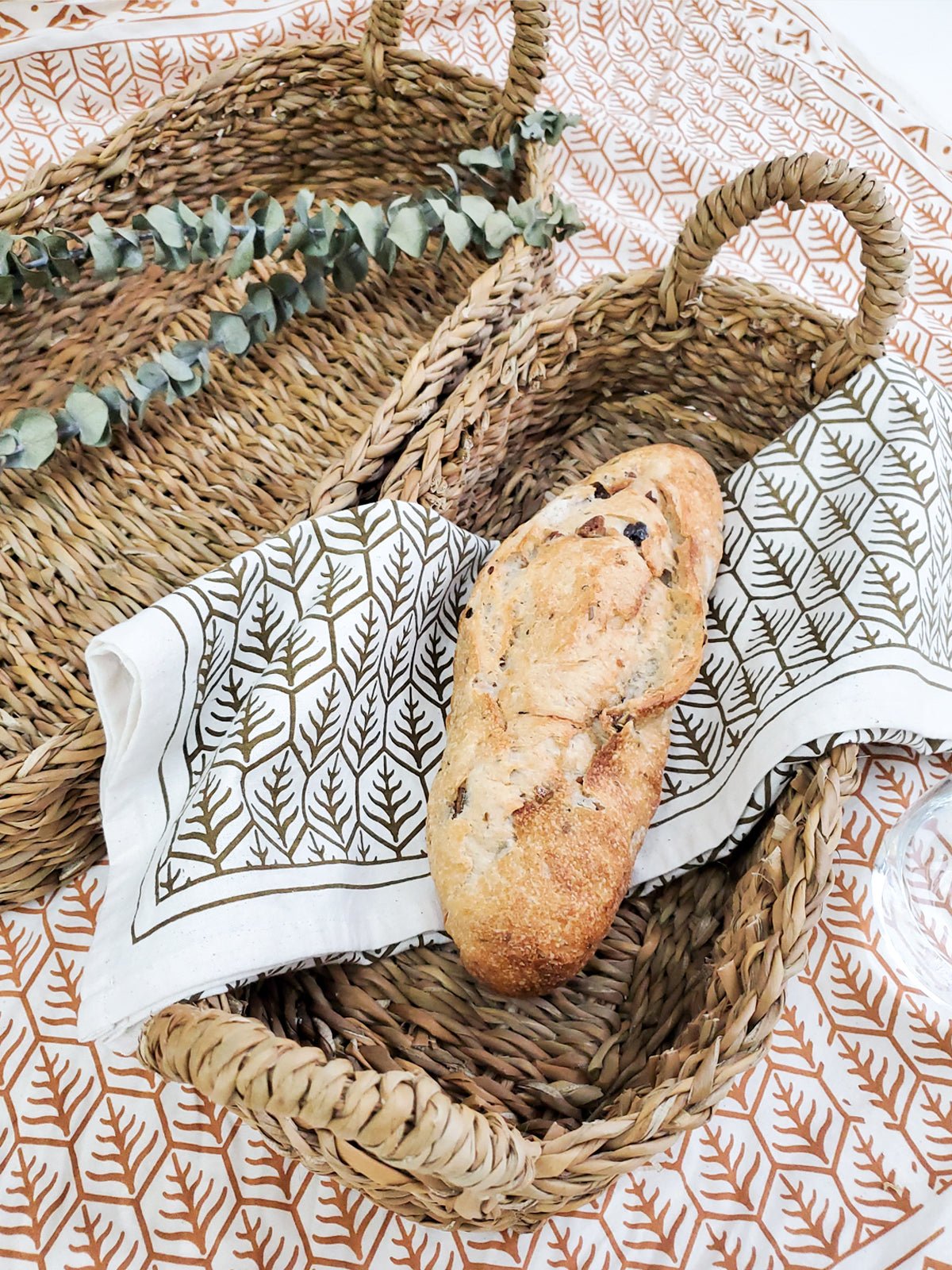 Savar Bread Basket with Natural Handle - The Mossy Bough