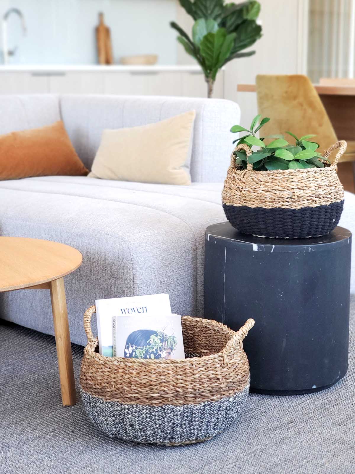 Ula Floor Basket - Black - The Mossy Bough