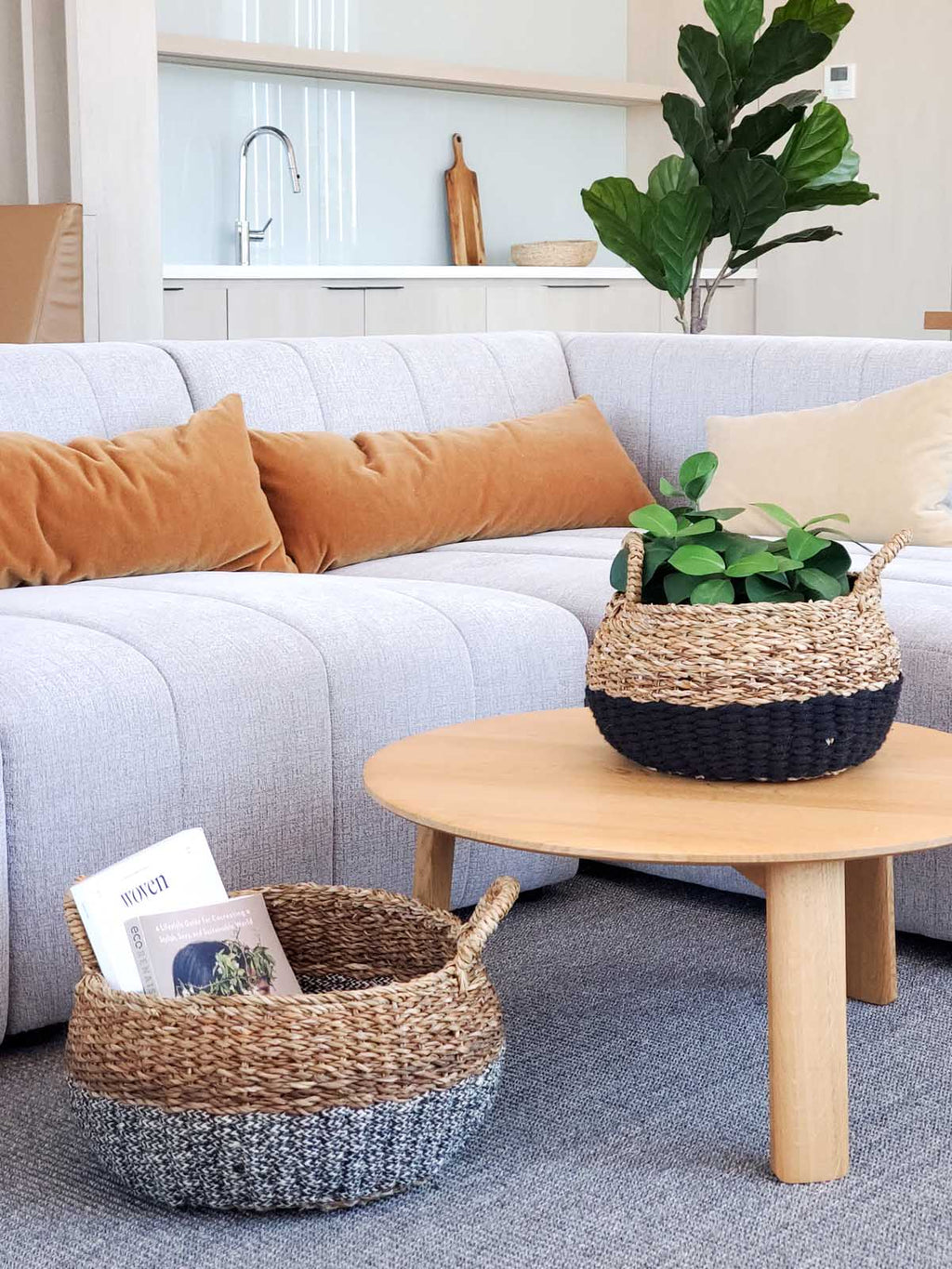 Ula Floor Basket - Black - The Mossy Bough