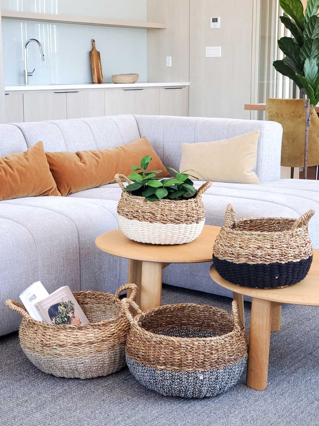 Ula Floor Basket - Black - The Mossy Bough