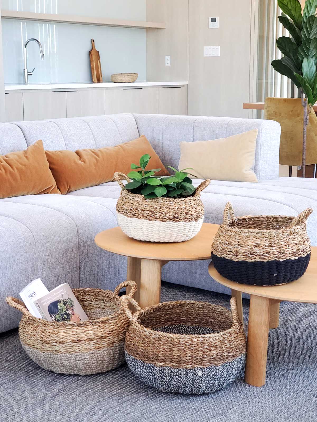 Ula Floor Basket - Black - The Mossy Bough