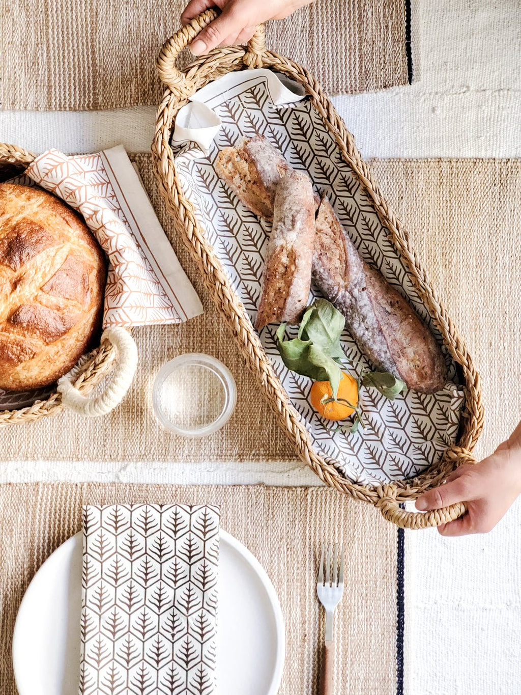 Savar Bread Basket with Natural Handle - The Mossy Bough
