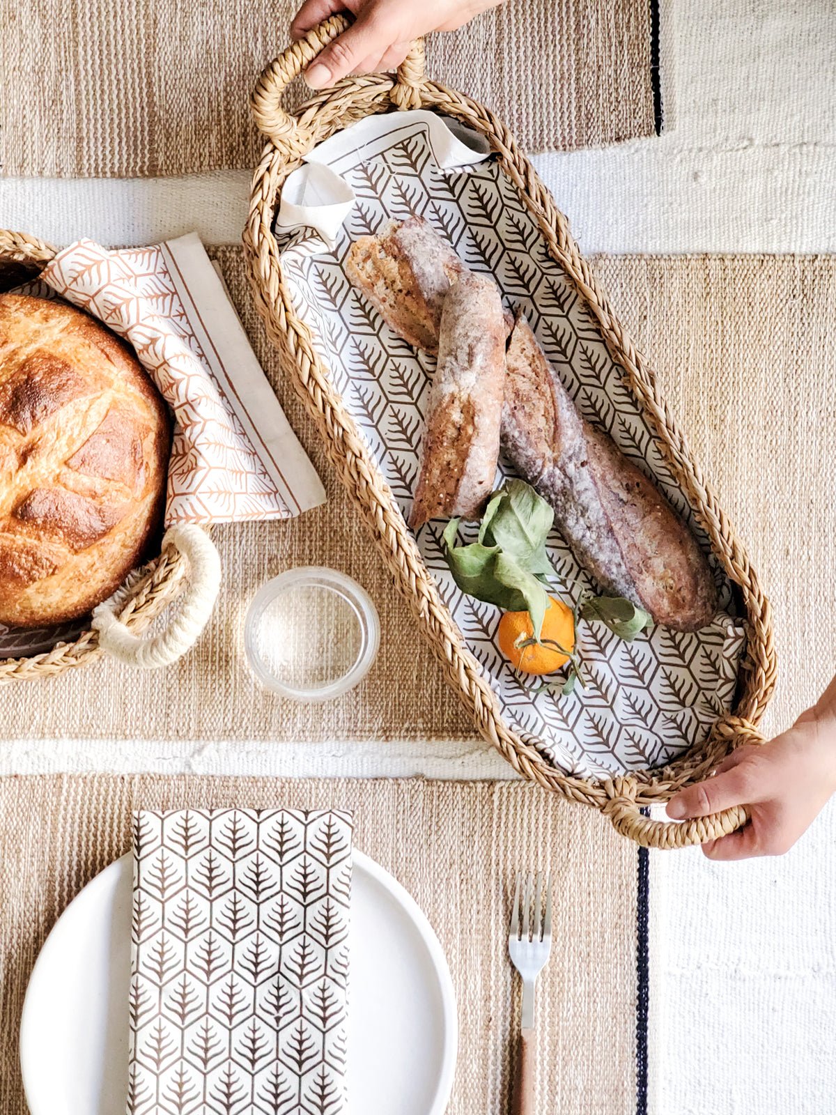 Savar Bread Basket with Natural Handle - The Mossy Bough