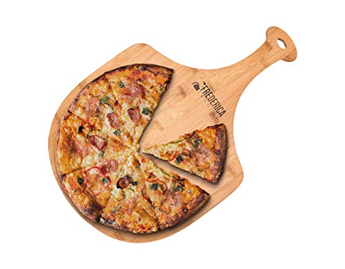 Premium Natural Bamboo Pizza Peel Paddle and Cutting Board (For Pizza, Fruit, Vegetables, Cheese) - The Mossy Bough