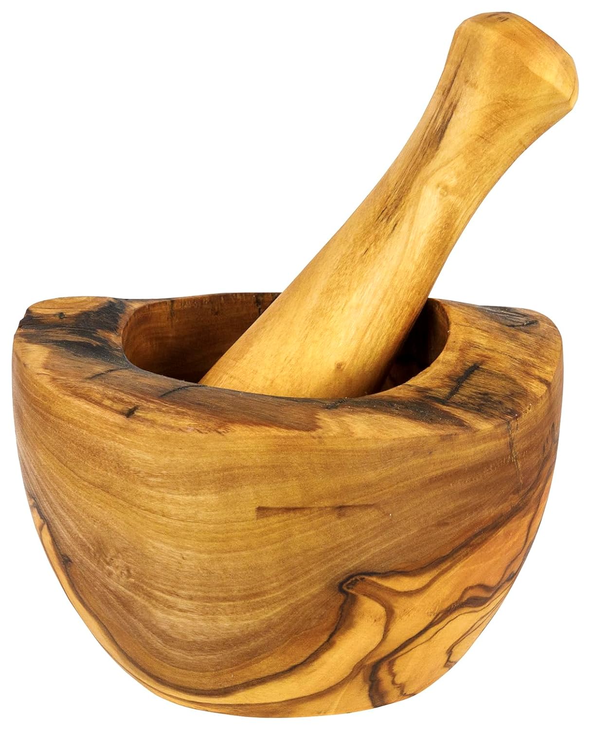 Olive Wood Rustic Mortar and Pestle - The Mossy Bough