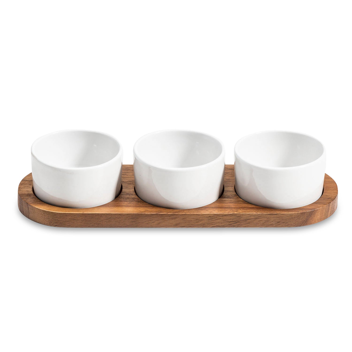 Condiment Serving Set 3 Ceramic Bowls with Lids 13" x 3.75" - The Mossy Bough